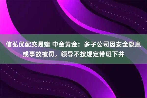 信弘优配交易端 中金黄金:多子公司因安全隐患或事故被罚,领导不按规定带班下井