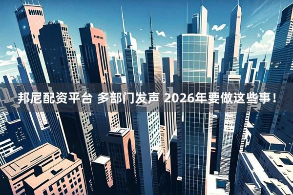 邦尼配资平台 多部门发声 2026年要做这些事！
